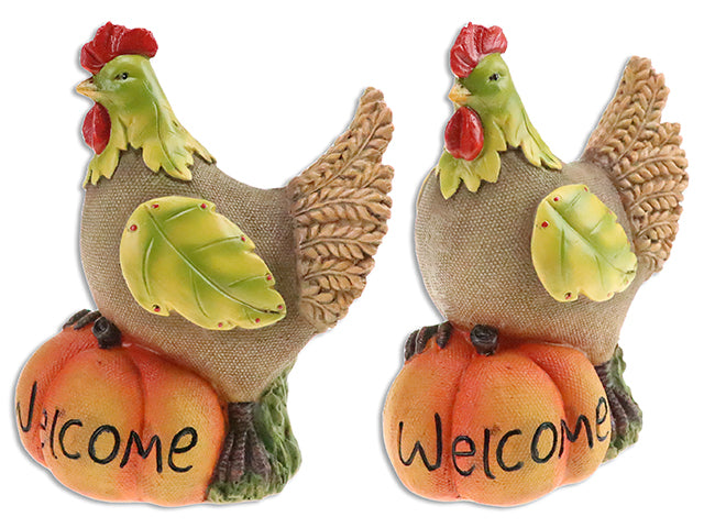 Carton of 12 Harvest Polyresin Hen With Pumpkin Tabletop Decoration