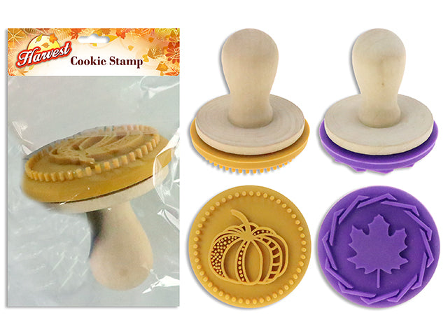 Carton of 24 Harvest Cookie Stamp With Wooden Handle