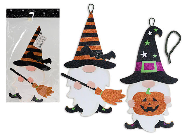 Carton of 24 Halloween Gnome Glitter Hanging Foam Plaque