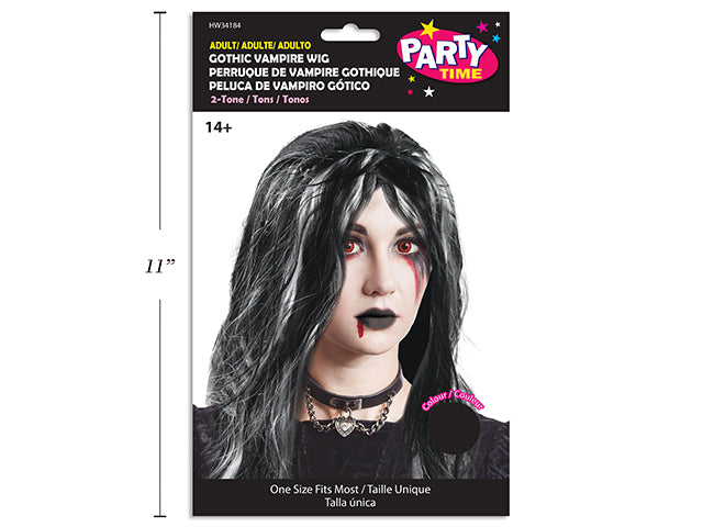 Carton of 12 Halloween Adult 2 Tone Gothic Vampire Wig