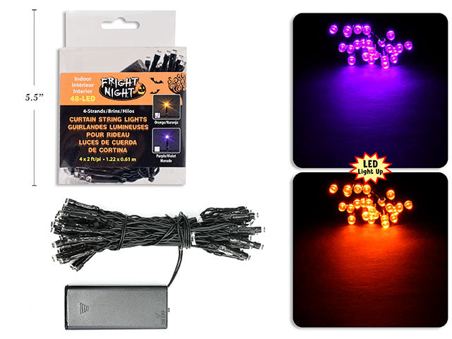 Carton of 24 Halloween Battery Operated Curtain String Lights