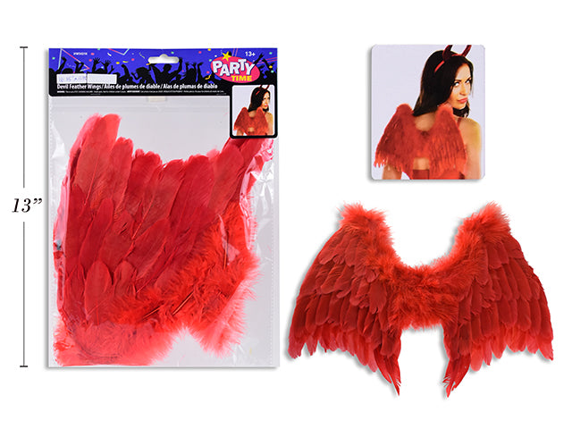 Carton of 12 18.375in x 13.75in Adult Devil Feather Wings. Pbh.