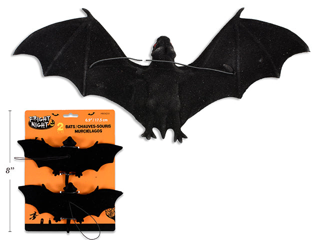 Carton of 24 Halloween Flocked Hanging Bat