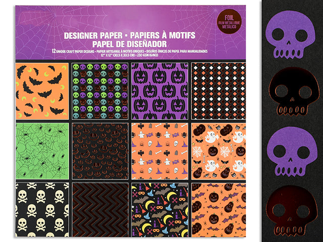 Carton of 12 Halloween Printed Foil Craft Papers