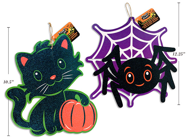 Carton of 24 Halloween Glitter Hanging Paper Plaque