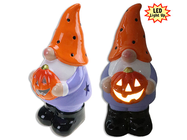 Carton of 12 Halloween Battery Operated Led Terracotta Gnome Tabletop Decor Large