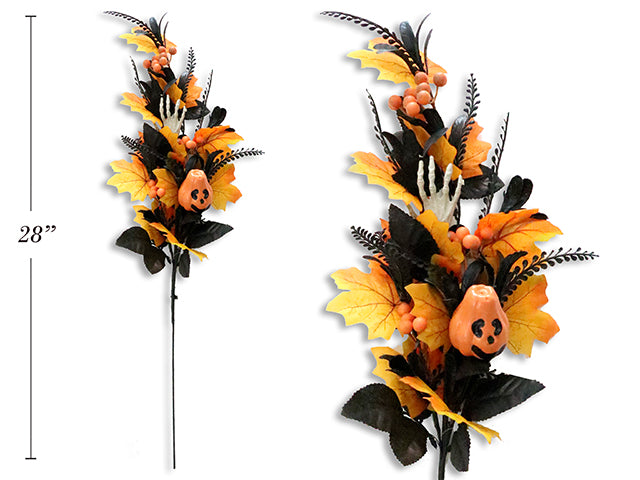 Carton of 12 Halloween Skeleton Hands With A Jack O Lantern Floral Pick