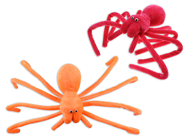 Carton of 24 Halloween Neon Plush Spider With Bendable Legs