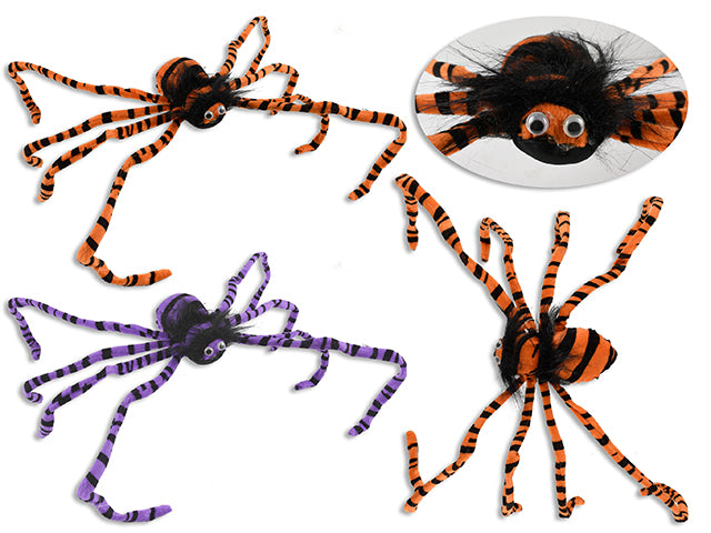 Carton of 24 Halloween Animal Print Plush Spider With Bendable Legs