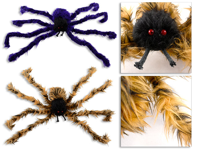 Carton of 24 Halloween 2 Tone Hairy Spider With Bendable Legs