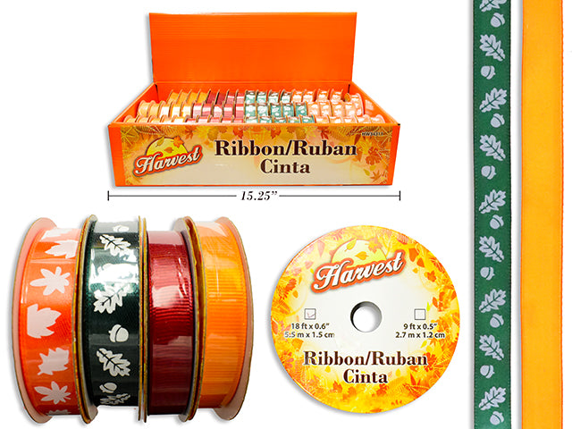 Carton of 60 Harvest Printed Solid Ribbon