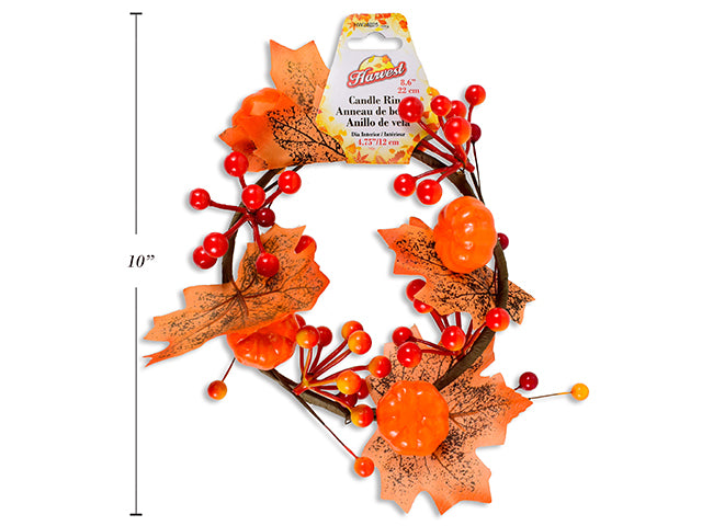 Carton of 24 Harvest Maple Leaf Candle Ring