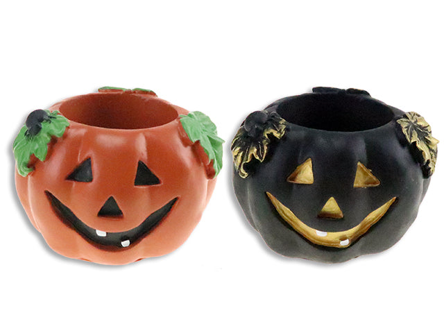 Carton of 24 Halloween Cement Jack O Lantern Candle Holder