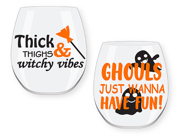 Carton of 24 Halloween Printed Stemless Wine Glass