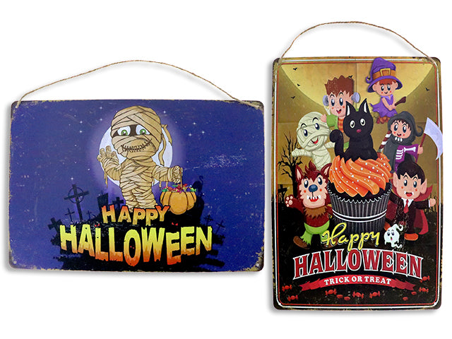 Carton of 12 11-7/8in x 7-7/8in Hween Metal Old Fashion Signs - CUTE. 2 Asst.Styles. Col.Label.