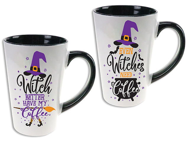 Carton of 12 Halloween Tall Stoneware Mug With Sayings