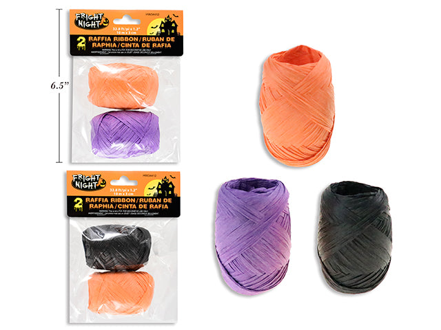 Carton of 24 Halloween Raffia Ribbon Log