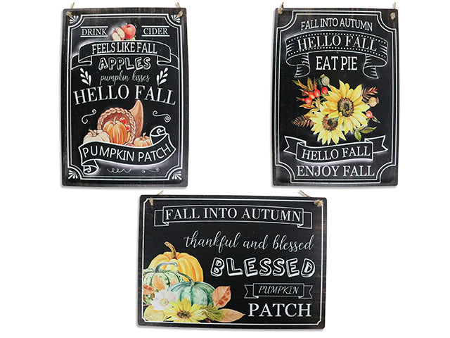 Carton of 12 Harvest Embossed Metal Black Board Old Fashion Sign