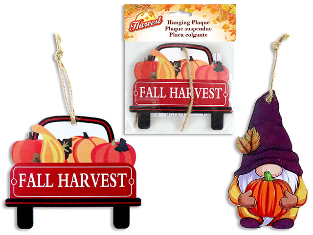 Carton of 24 Harvest Wooden Pumpkin Hanging Plaque