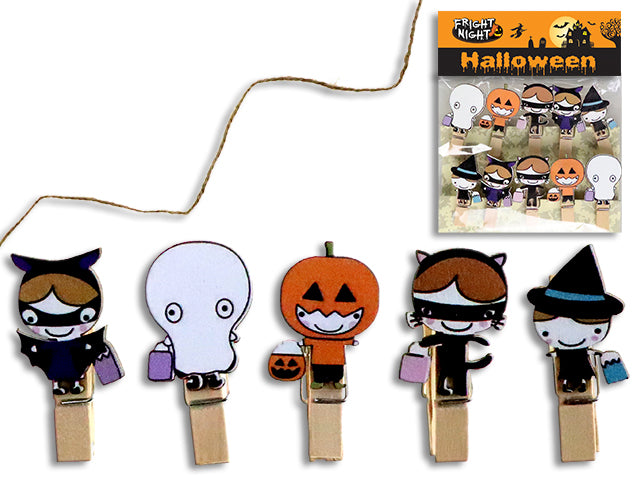 Carton of 24 Halloween Die Cut Wooden Clothespin