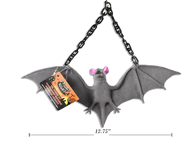 Carton of 24 Halloween Soft Realistic Bat With A Hanging Chain