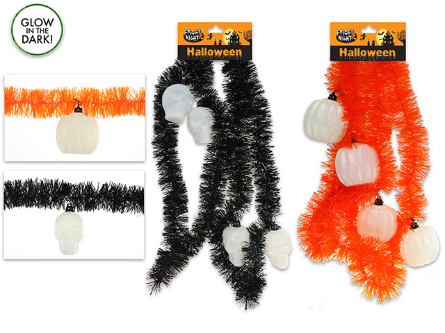 Carton of 24 Halloween Tinsel Garland With Decoration