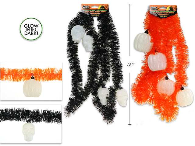 Carton of 24 Halloween Tinsel Garland With Decoration