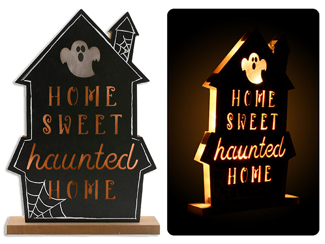 Carton of 12 13-7/8in(H) x 9.5in(W) Hween B/O LED Haunted House Tabletop Décor.