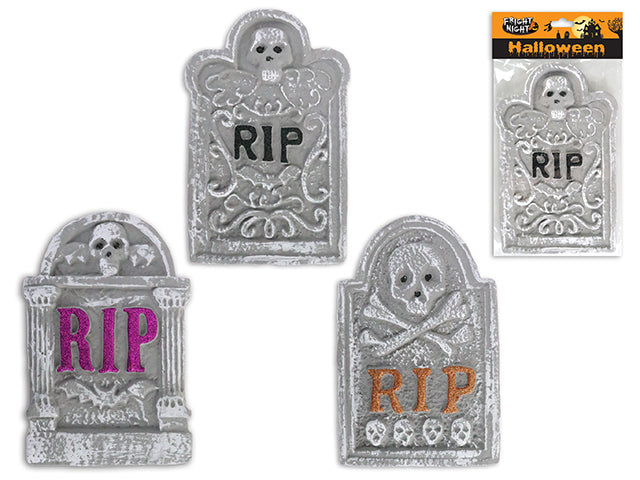 Carton of 24 11in x 6.75in Hween Foam Tombstone. 3 Asst.Styles. Pbh.