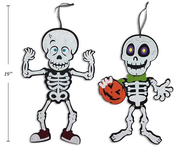 Carton of 24 Halloween Join Hanging Felt Skeleton