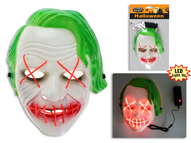 Carton of 12 Halloween Battery Operated Neon Wire Clown Mask