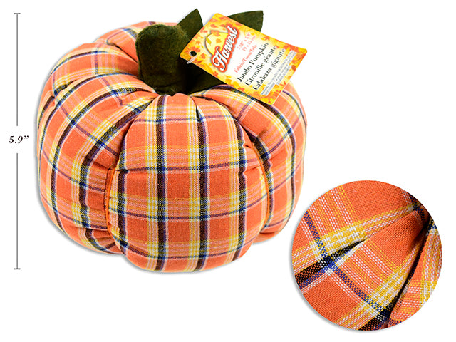 Carton of 12 Harvest Jumbo Buffalo Plaid Fabric Pumpkin