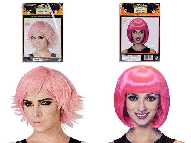 Carton of 24 Adult Fashion Doll Pink Bob Wig. 2 Asst.: Fashion Doll Pink / Fuchsia. Polybag w/Insert.