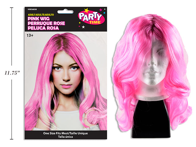 Carton of 12 20in Adult Fashion Doll Pink Layered Long Wig. 2 Asst.Colours. Polybag w/Insert.