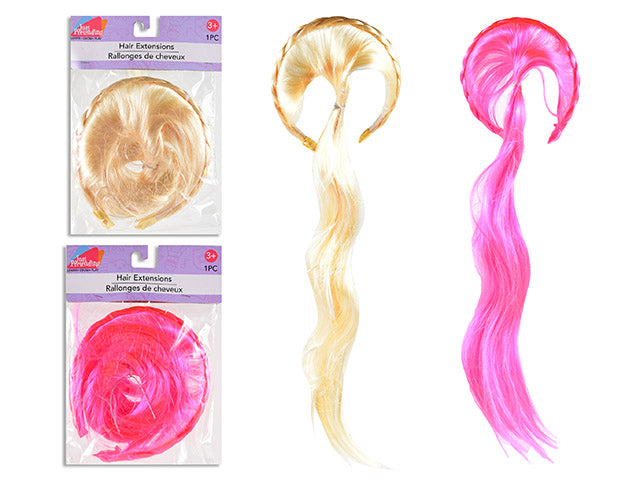 Carton of 24 20.9in Braided Headband Hair Extension. 2 Cols: Gold / Pink. Pbh.