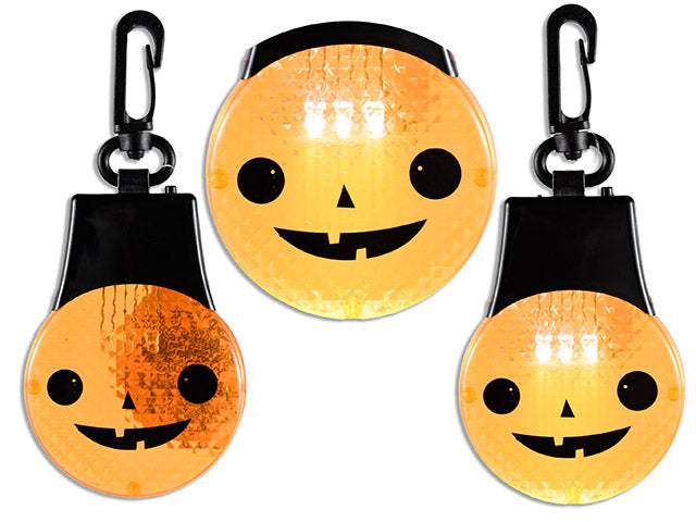 Carton of 24 4.73in Hween B/O 3-Functions L/U Jack-o-Lantern Reflector w/Snap On Clip. Cht.