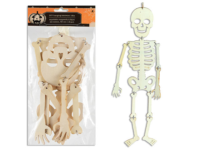 Carton of 24 18in Decor Your Own Jointed MDF Skeleton. Jute Hanger. Pbh.