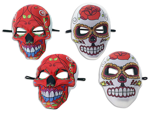 Carton of 24 10in(L) x 7.25in(W) EVA Adult Day of the Dead Mask. 2 Asst.Styles. t.o.c.