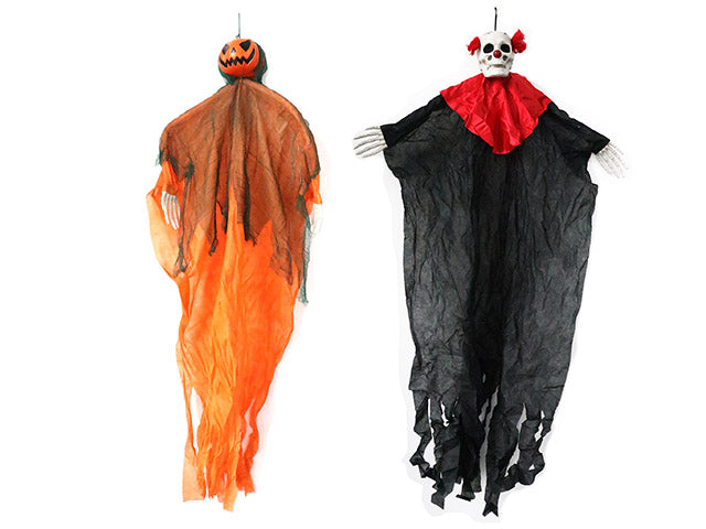 Carton of 12 5ft (1.5m) Hween Hanging Clown / Jack-o-Lantern. 2 Asst.Styles. Cht.