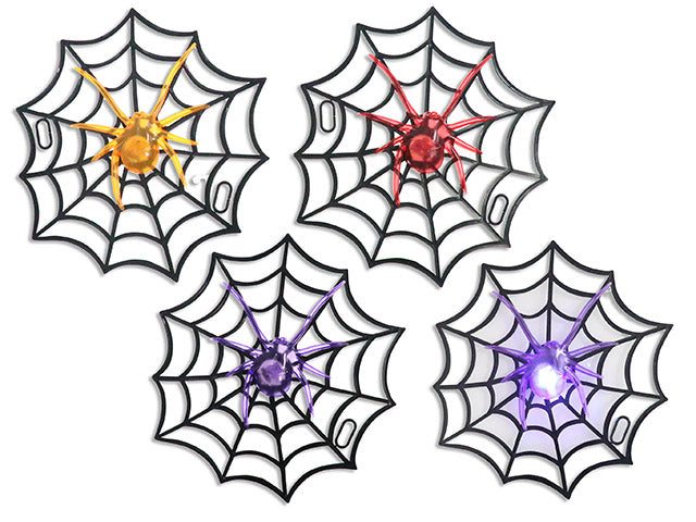 Carton of 24 13.5 Spider Web w/B/O LED Spider. 2 Asst.Colours. h/c.