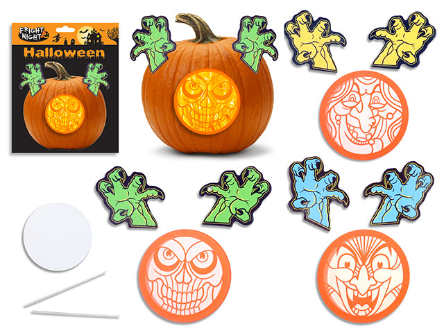 Carton of 12 7in(D) x 1.5in(H) Plastic Push In Pumpkin Decoration Tool. 3 Asst.Styles. b/c.