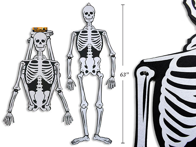 Carton of 12 63in(H) x 14in(W) Hween Jumbo 2-Layered Felt Skeleton. J-hook w/cht.