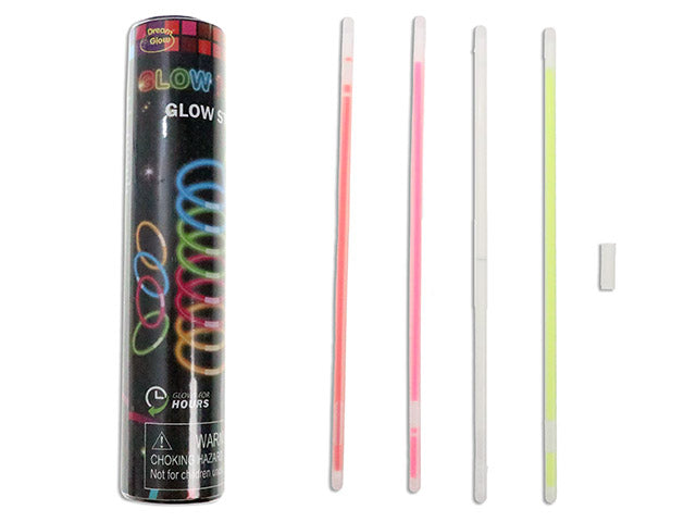 Carton of 25 50pk 8in Glow Sticks w/Connectors in Printed Tube. 25/Dsp.