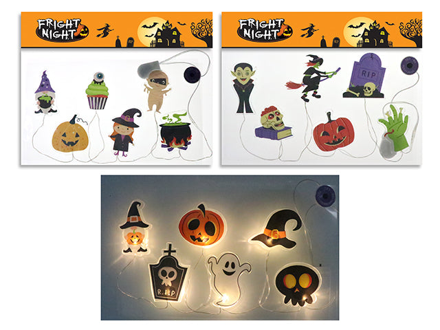 Carton of 24 Hween 33.5in B/O 6-LED Printed Gel Cling Stringlights. 3 Asst. pbh.