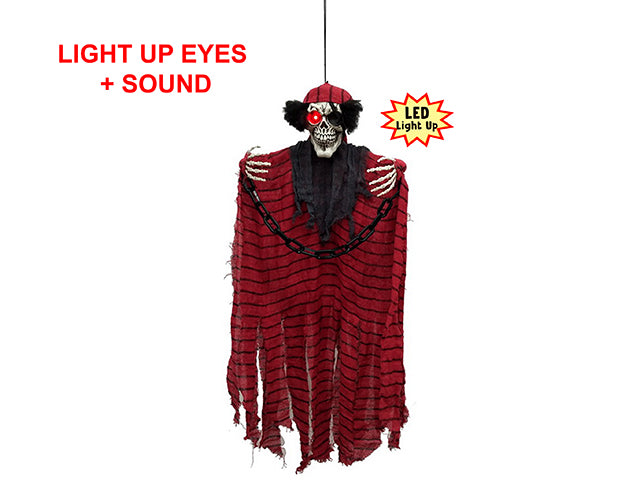 Carton of 6 38.6in B/O LED Sound Activated Hanging Prisoner Pirate Skeleton w/Red Eye + Sound. Try-Me. Cht.