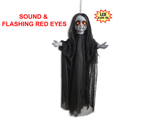 Carton of 6 39.4in B/O LED Hanging Sound Activated Talking Zombie Child w/Sound & Red Eyes. Try-Me. Cht.