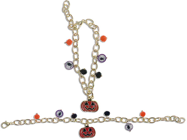 Carton of 24 4-3/8in Hween One Size Fits All Adjustable Chain Bracelet w/ Metal Pendant. Polybag w/Ins.