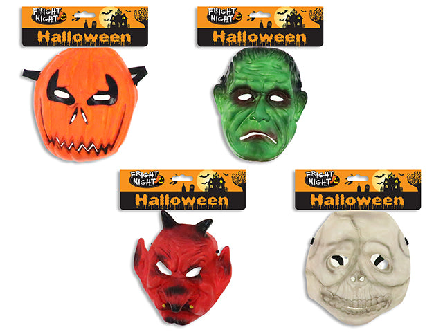 Carton of 24 Adult Full Face PVC Scary Mask. 4 Asst. h/c.