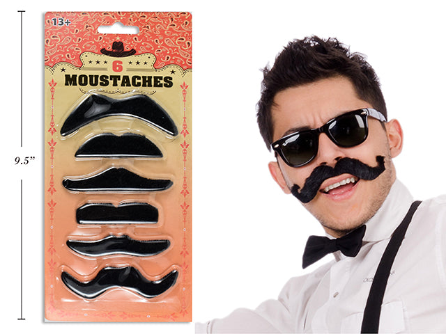 Carton of 24 6pcs Assorted Moustaches. b/c.