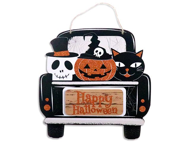 Carton of 24 11in x 11.4in Hween Character Truck MDF Hanging Plaque. Cht.